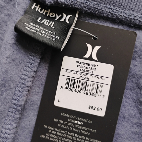 HURLEY NEW Boxed Logo Fleece Joggers Sweatpants - Picture 14 of 15